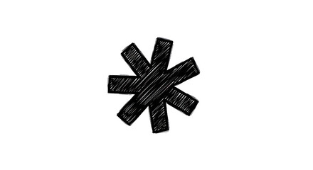 Roughly Drawn Black And White Asterisk Symbol Isolated On Transparent Background