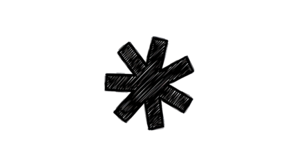 Roughly Drawn Black And White Asterisk Symbol Isolated On Transparent Background