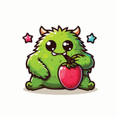 vector style cute unique undead monster mascot illustration