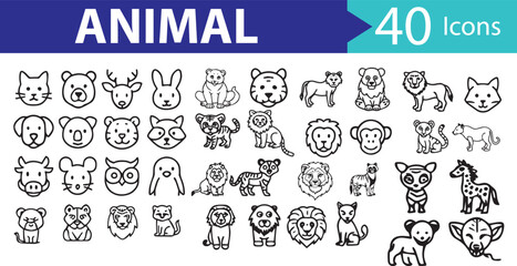 Animal Line Icon Set