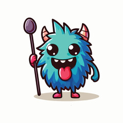 vector style cute unique undead monster mascot illustration