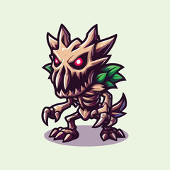 vector style cute unique undead monster mascot illustration