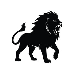 Angry lion silhouette vector art illustration