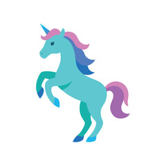 Colorful rearing unicorn vector art illustration