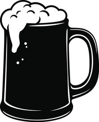 Frothy beer stein silhouette mug graphic design