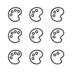 Color Palette Icons. Outline icon set of color palette coordination: monochrome gray, neutral beige, pastel pink, jewel-tone teal,