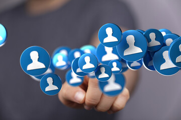 Abstract image depicting a network of connections and social media interactions.