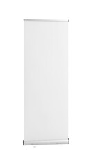 Vertical White Retractable Banner For Advertising And Promotion Isolated Transparent Background
