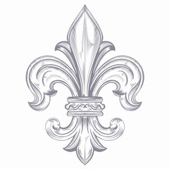 Beautiful vector hand drawn fleur de lis illustration in vintage style