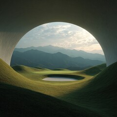 Abstract golf hole view