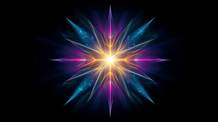 Fototapeta premium Radiant Starburst: A captivating display of vibrant light and colors emanating from a central point