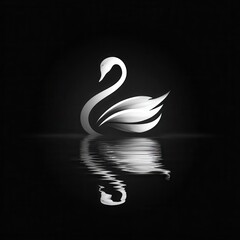 Fototapeta premium Elegant swan design with reflection on water.