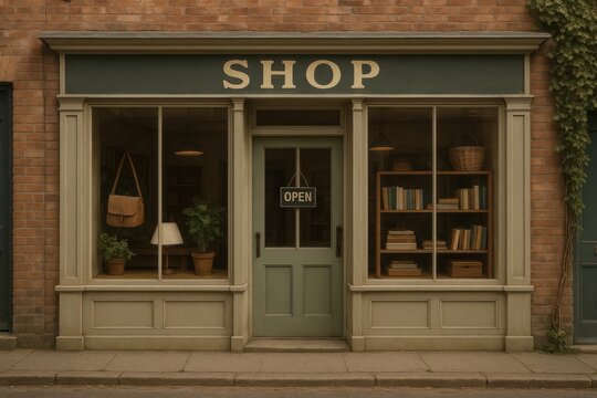 Charming vintage bookstore facade.