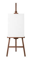 Wooden Easel Displaying A Blank White Canvas On Transparent Background Isolated Transparent Background