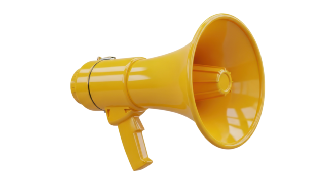 Yellow Megaphone Isolated On Transparent Background. Announcement Concept Isolated Transparent Background