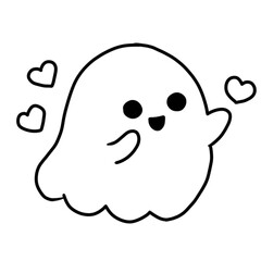 Obraz premium A set of adorable cartoon ghost characters with different expressions and activities. Perfect for worksheets, stickers, or kids’ Halloween materials. Simple line art style, fun and friendly.
