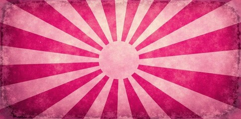 Distressed pink sunburst, textured grunge effect, rays, paint, rough