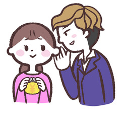 	スーツの男性に誘惑される女性のイラスト
