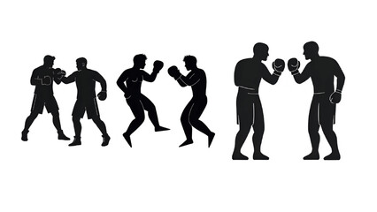 Fototapeta premium boxing vector silhouette set