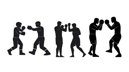 boxing vector silhouette set