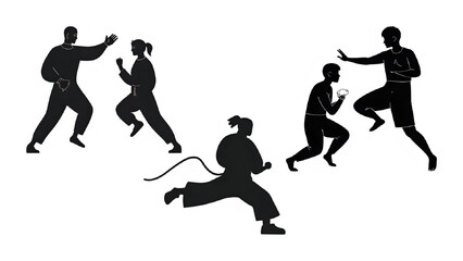 kungfu vector silhouette set