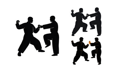 kungfu vector silhouette set