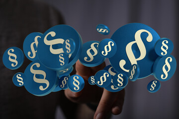 Abstract 3D rendering of paragraph symbols.  Ideal for legal, law, and justice concepts.