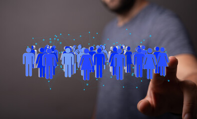 A diverse group of people connected digitally, illustrating global networking and online...