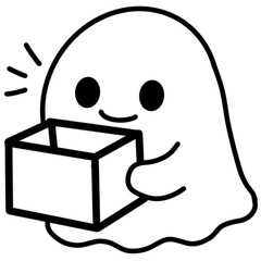 A set of adorable cartoon ghost characters with different expressions and activities. Perfect for worksheets, stickers, or kids’ Halloween materials. Simple line art style, fun and friendly.