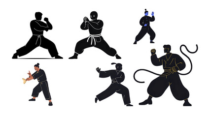 kungfu vector silhouette set