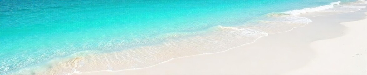 Turquoise Ocean Waves Gently Lap Pristine White Sand Beach, Creating a Mesmerizing Scene of Tranquil Beauty, Perfect for Travel and Relaxation