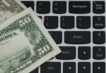 USD US Dollar Cash , Money on Keyboard