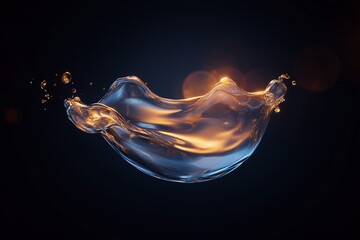 Captivating splash of water showcasing dynamic movement and vivid reflections in a dark background