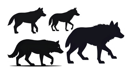 wolf vector silhouette set