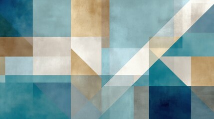 Fototapeta premium A background with geometric shapes in beige and muted blues, evoking a modern, professional tone