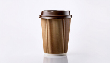 coffe cup white paper cup with a brown cover without label isolated on white background take away beverage big cardboard cup of coffee to go isolated mockup