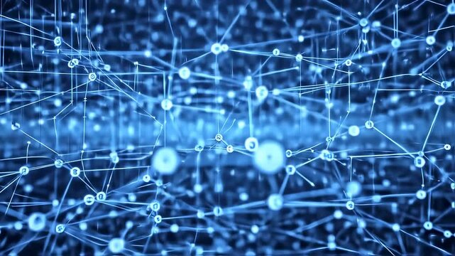 Futuristic network connection with digital nodes and lines for technology data