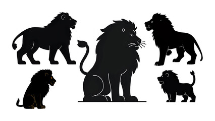 lion vector silhouette set