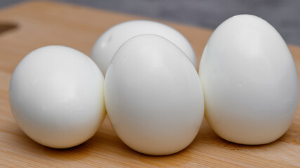 Isolated hard-boiled eggs close up