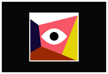 abstract eye art for poster flyer brochure, expressionism eye, eye design, vector eye, exhibition design, vector geometric illustration, minimalist eye artwork