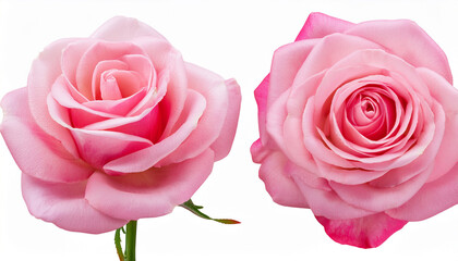 single blooming soft pink rose flower with stem realistic photo full depth of field macro close up isolated on transparent background cutout clipart png