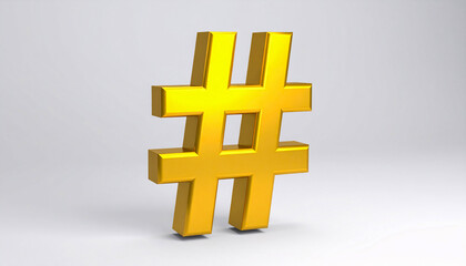 Obraz premium 3D Golden Hashtag Symbol Icon