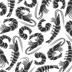 Shrimp background, pattern set. Collection icon shrimp. Vector