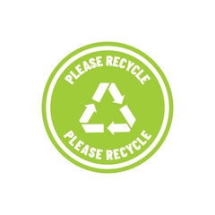 Recyclable Waste Icon in Flat Green Shield Style