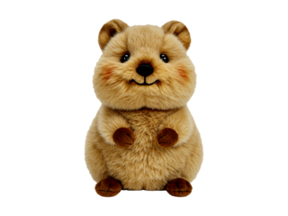 Plush Quokka Toy – Fuzzy Fur & Smiling Stitched Face – Transparent PNG Clipart

