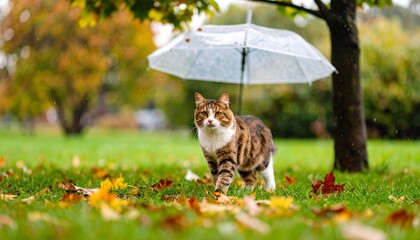 Fototapeta premium cat under umbrella