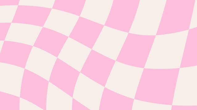 A wavy pink and white checkerboard pattern fills the entire frame of the image