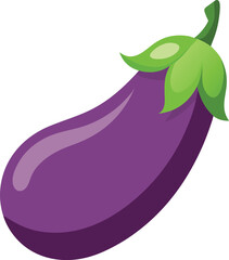 Vibrant eggplant illustration with a clean white background perfect for culinary or healthy eating themes