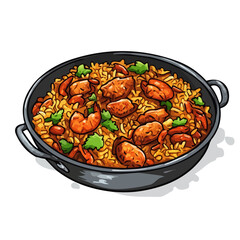 Jambalaya, 2D isometric flat cartoon vector illustration isolated on white background.