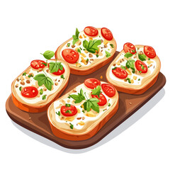 Molletes, cartoon vector illustration, flat 2D isometric style, white background.